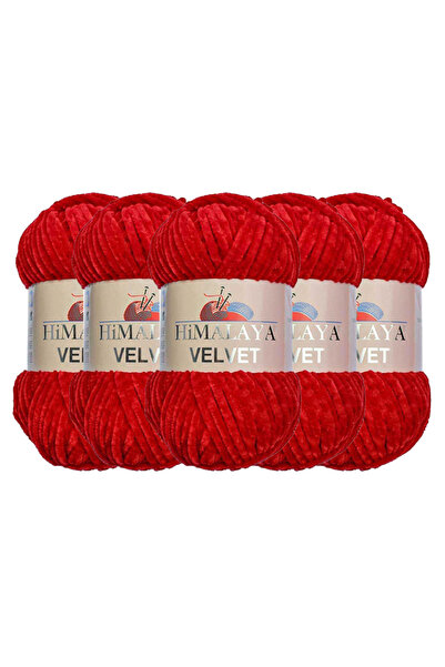 Himalaya Velvet Velvet Knitting Yarn, White 90001, 5X100 Grams, 5 Skeins