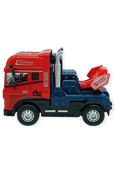 Lisinya Metal Tır 1:24 - Sesli Işıklı Tır 13 cm - Kırmızı (Lisinya)