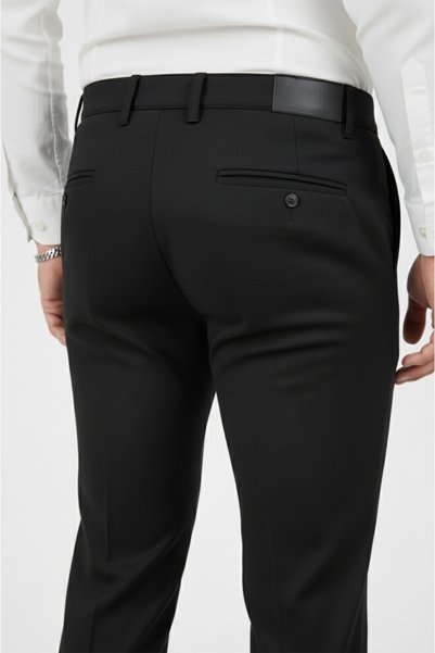 DeepSEA Erkek Siyah Modern Fit Likralı Kumaş Pantolon Günlük & Ofis Kullanımı 2602020