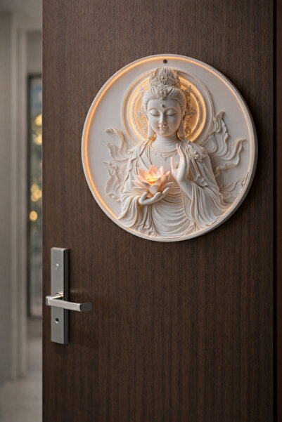 Fumor Dekoratif Buda Duvar Kapı Panosu – Lotus Meditasyon & Yoga Duvar Dekoru...