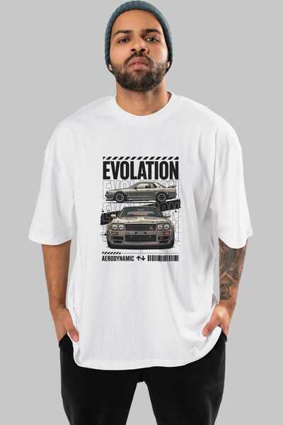 Ankhises Serija automobila (59) prednja Štampano Bela Oversize kroj T-shirt M...