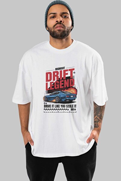 Ankhises Seria Car (57) Tricou oversize alb cu imprimeu în față, pentru bărba...