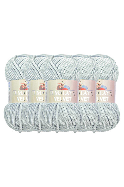 Himalaya Ață de tricotat Velvet Velvet, alb 90001, 5x100 grame, 5 mâneci