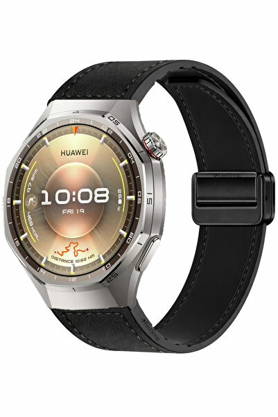 MMP SHOP Huawei Watch GT6 Pro 46mm Uyumlu Manyetik Tokalı Suni Deri Kordon