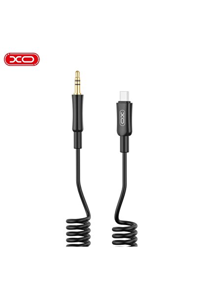Xo Nb-R255B Type-C to 3.5mm Aux Audio Cable Gold Tip Spiral Silicone for iPho...