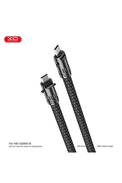 Xo NB-Q289B 60W PD Hızlı Fast Destekli TYPE-C (USB-C) to TYPE-C Dayanıklı Sil...