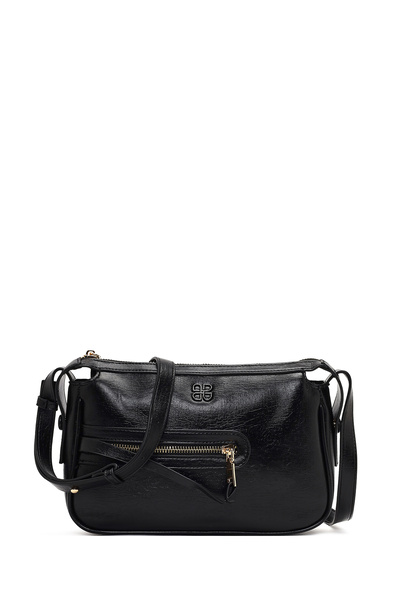 Derimod Geantă neagră pentru femei, cu curea lungă, 25ABD284718