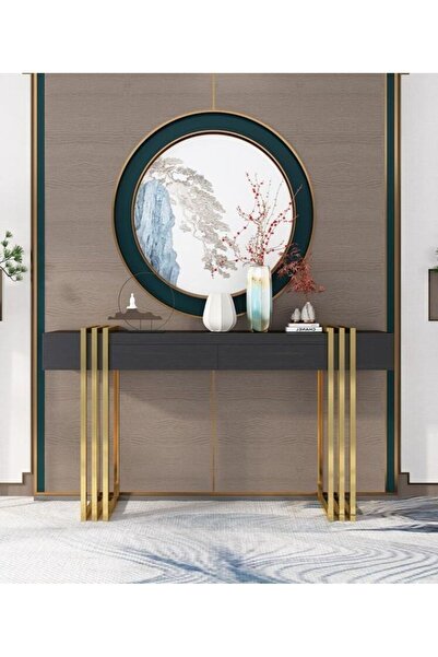 Generic Modern console with a marble-like surface and gold base