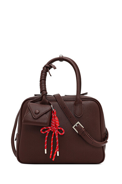 Derimod Women's Burgundy Long Strap Charmlı Shoulder Bag 25Wbd2750Ft