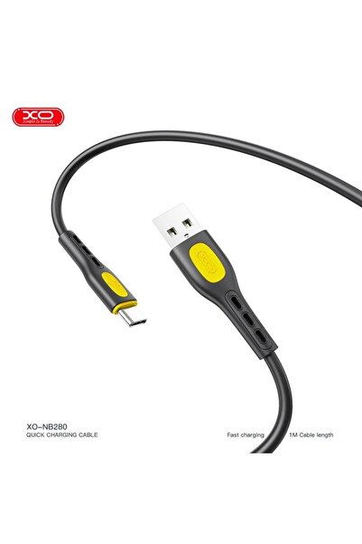 Xo Hızlı Şarj Kablosu NB280, 3A Max, PVC, 1 Metre Uzunluk, Veri Transfer Kabl...