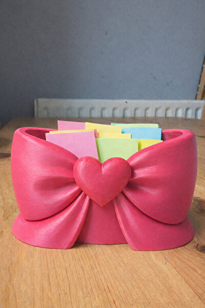 Vescarri صندوق ملاحظات بتفاصيل فيونكة على شكل قلب - ديكور متعدد الأغراض - صند...