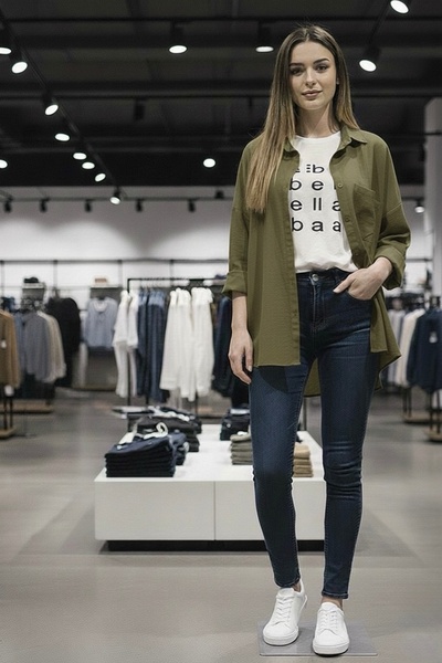 miremiran Oversize ön bağlamalı %100keten gömlek salaş kesimdir.HAKİ