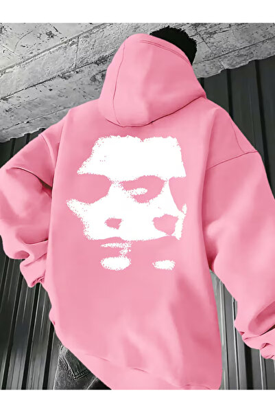 NEVERMIND Unisex Oversized Hoodie Abstract Face Printed