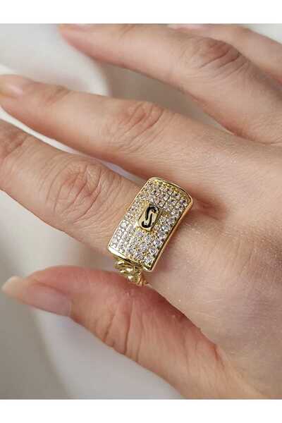 ZÜLİSCH BAGET DİKDÖRTGEN ÇELİK YÜZÜK 14K GOLD