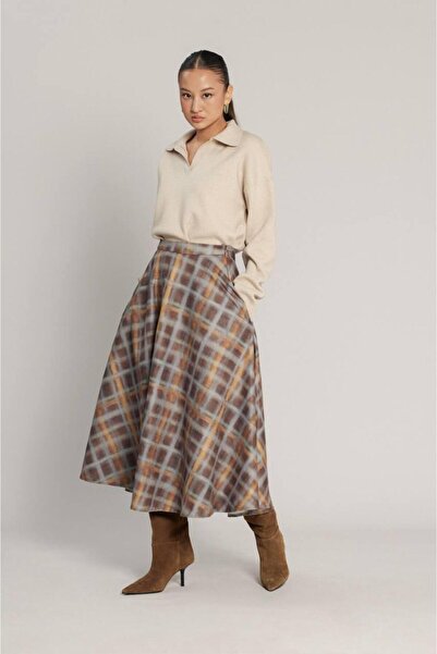 Marjinal Ekose Kareli Kloş Etek