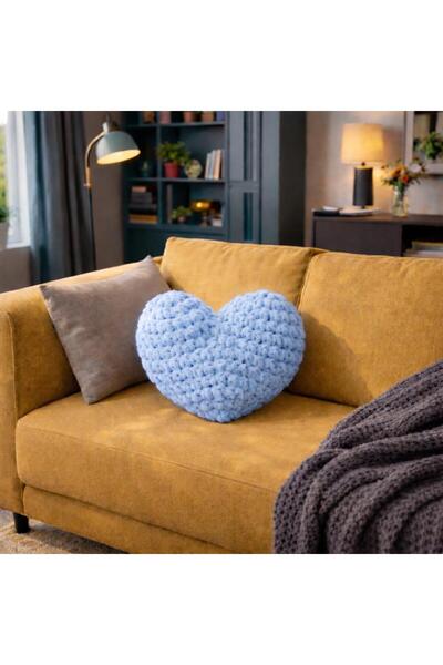 Basart EL Örgüsü Kalp Yastık – Dekoratif Kalp, El Yapımı Özel Tasarım