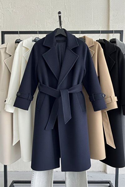 NET OF NOT Laura Lacivert Kuşaklı Yeni Sezon Astarlı Premium Kalite Rahat Kal...