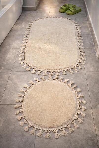 BURYAHOME مجموعة سجادة الحمام المنتفخة