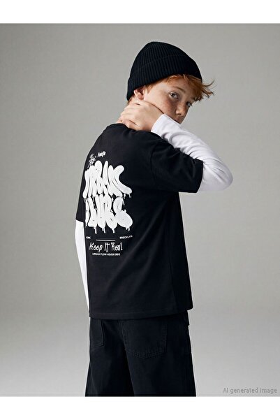 LC Waikiki LCW Kids Crew Neck εμπριμέ μπλουζάκι για αγόρι