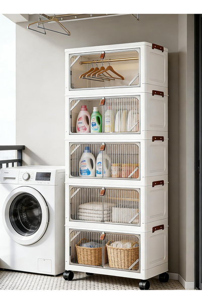 Pomefar Storage Containers - 5-Layer Wheeled Storage Bins, Stackable Plastic ...