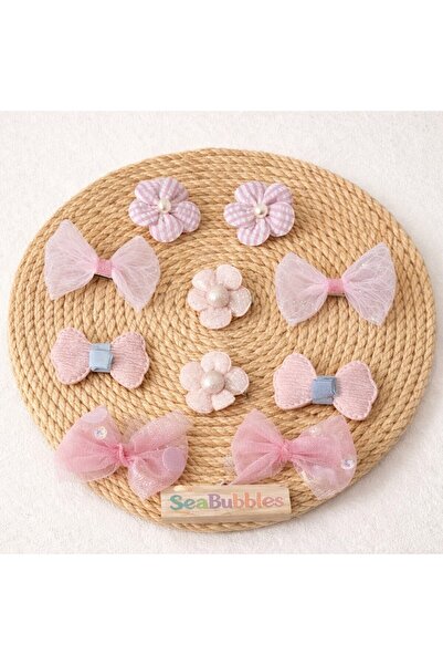 SeaBubbles Σετ αγκράφες για κοριτσάκια με φλοράλ φιόγκο 10 τμχ ΣΤΑΝΔΑΡΤ ΡΟΖ