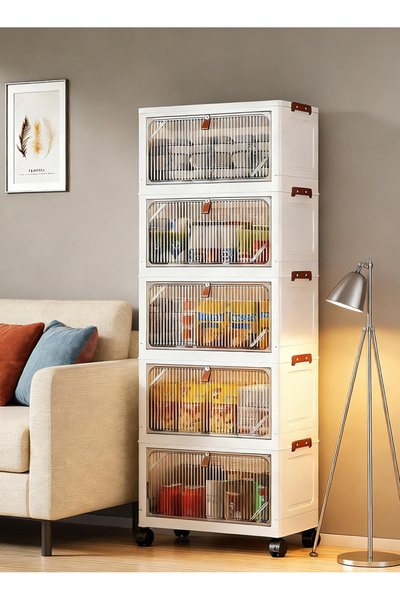 Pomefar Storage Containers - 5-Layer Stackable Storage Bins, Wheeled Plastic ...