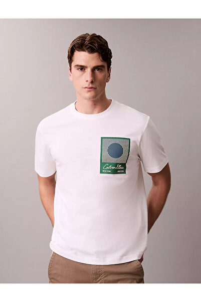 Calvin Klein Men's Regular Fit 100% Cotton Printed Short Sleeve White T-Shirt...