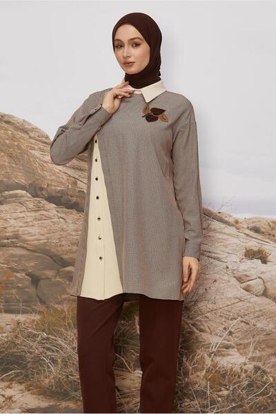 Alvina Shirt Collar Plaid Tunic 46125