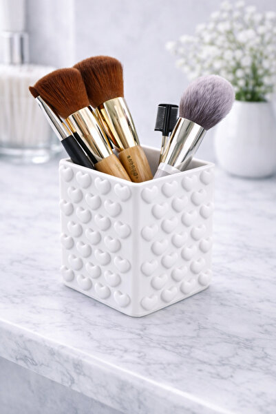 Vescarri صندوق تخزين فرشاة المكياج - حامل أقلام - منظم سطح المكتب وطاولة الزينة