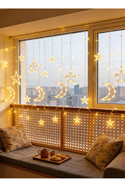 Pomefar Ramadan Lights - Star Moon Ramadan Decor, 8-Mode Remote LED String wi...