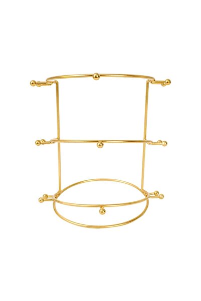 Choice حامل تاج زفاف ذهبي ثلاثي الطبقات، برج مجوهرات معدني، حامل عرض تيجان مع...