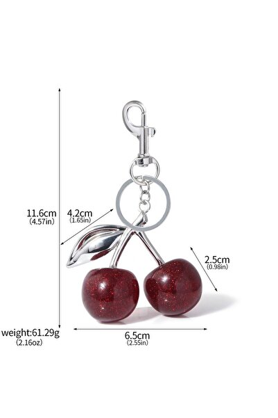 Choice6 K00878-03 Delicious Crystal Red Pink Cherry Keychain Summer Fruits Ch...