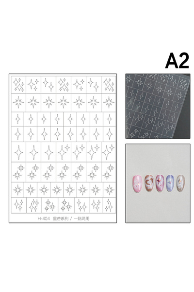 Choice ملصقات تزيين الأظافر A2 بتصميم مجوف على شكل نجمة أو فراشة أو قلب، ملصق...