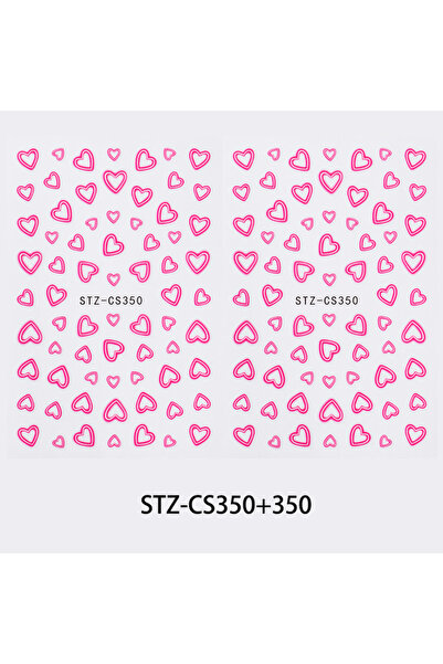 Choice 2 pcs STZ-CS350 2 pcs Neon Pink Love Heart Nail Stickers Hollow Pink A...
