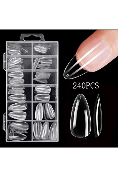 Choice 240 ملصق أظافر شفاف على شكل لوزة، بما في ذلك أشكال التابوت، واللوز، وا...