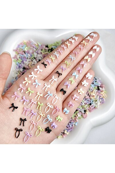 Choice 50pcs 8Styies Bows Design Nail Art Aaccessories Mixed Colors Bow Macar...
