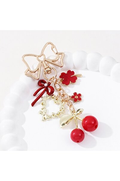 Choice E10104 1pc Pink Red Cherry Flower Butterfly Heart Clover Enamel Keycha...