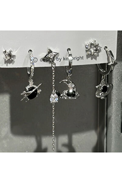 Choice A2 6PCS SET Goth Punk Vintage Aesthetic Crystal Heart Moon Cross Star ...