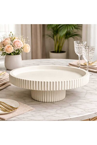assera home Modern Çizgili Dekoratif Sunumluk & Pasta Standı