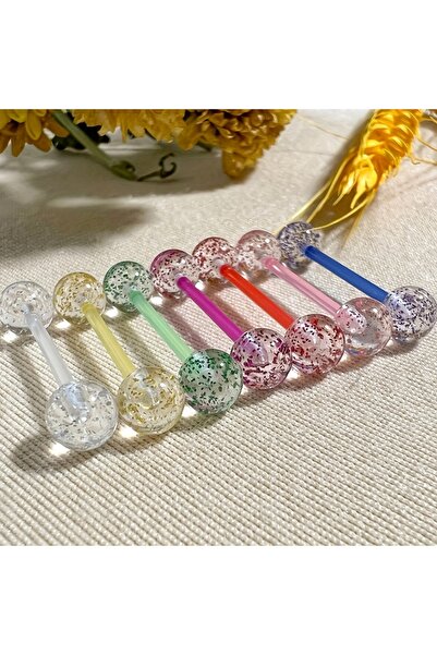 Choice حلقات لسان مستقيمة بألوان متنوعة، مقاس 14G، 1.6 × 16 مم، 7 قطع بلاستيكية.