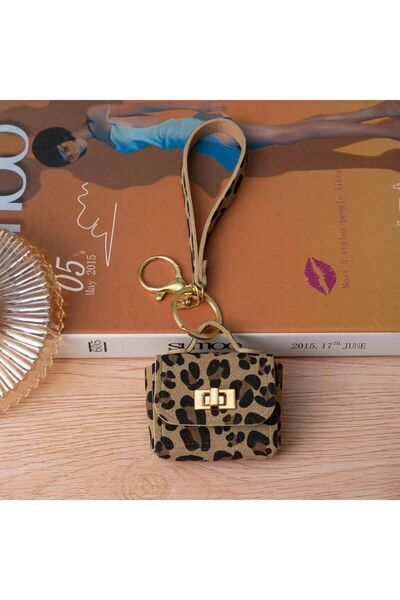 Choice Khaki Mini leopard print coin purse keychain, fashionable and exquisit...