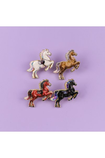 Choice 4pcs 4pcs Cute Creative Cartoon Horse Brooches For Women Colorful Anim...