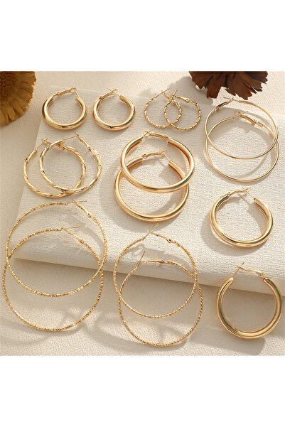 Choice Gold 8Pairs Simple Punk Hoop Earrings Set Big Circle Earrings Jewelry ...