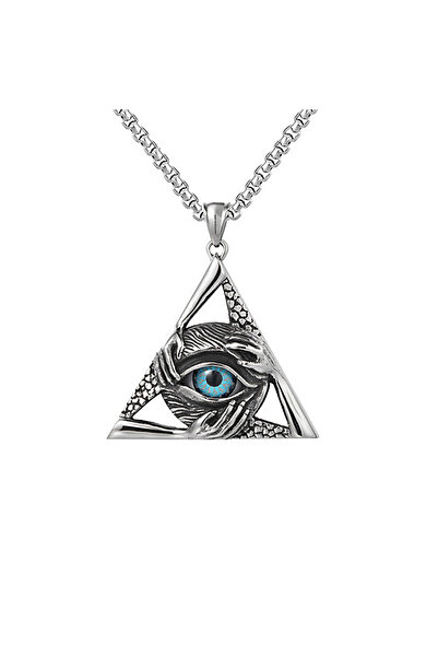 Choice1 60cm Chain Retro Unique Evil Eye Pendant for Men Punk Hip Hop Stainle...