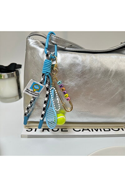 Choice Blue Alloy Tennis Racket Pin Letter Keychain Tennis Ball Colorful Doub...