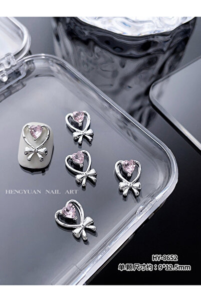 Choice 10 قطع M 52 10 قطع/كيس أظافر فاخرة من سبيكة معدنية فضية وردية مرصعة با...