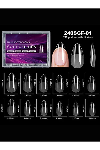 Choice أظافر صناعية من الجل الناعم بلون اللوز، 240 قطعة، نصف مطفية، تغطية كام...