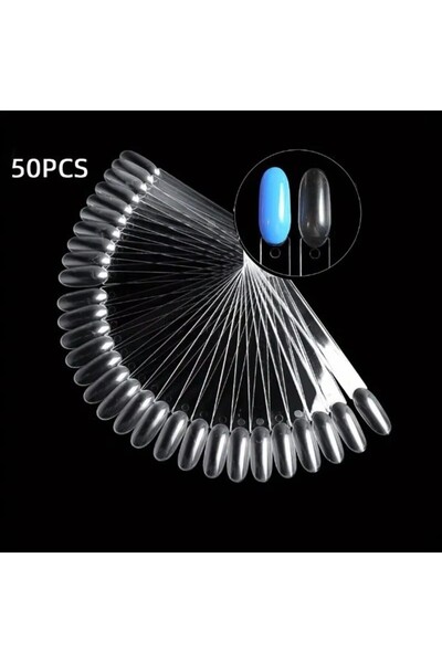 Choice 50 قطعة من ملصقات الأظافر الملونة الشفافة على شكل بطاقات، تعرض ألوانًا...