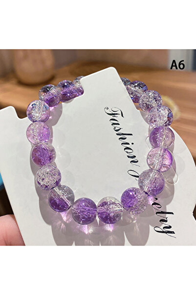 Choice A6 Women's Cracked Quartz Crystal Beaded Round Glass Beads Stretch Bra...