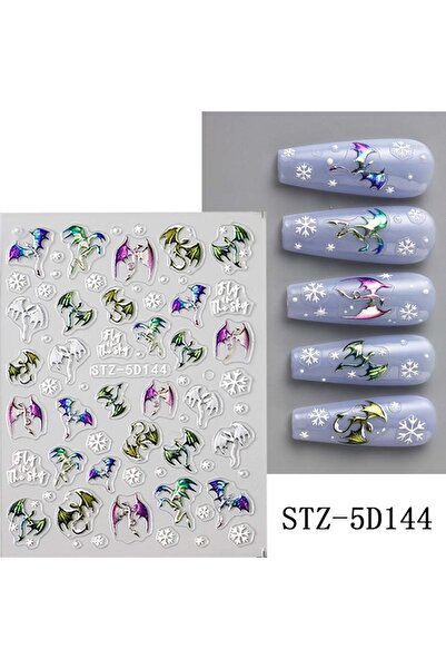 Choice STZ-5D144 نصف قطعة ملصقات أظافر معدنية ملونة منقوشة خماسية الأبعاد بتص...